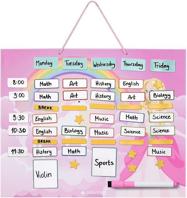 Navaris Μαγνητικός Πίνακας Εβδομαδιαίου Προγράμματος για Παιδιά - 40 x 32 cm - Pink - 50237.03