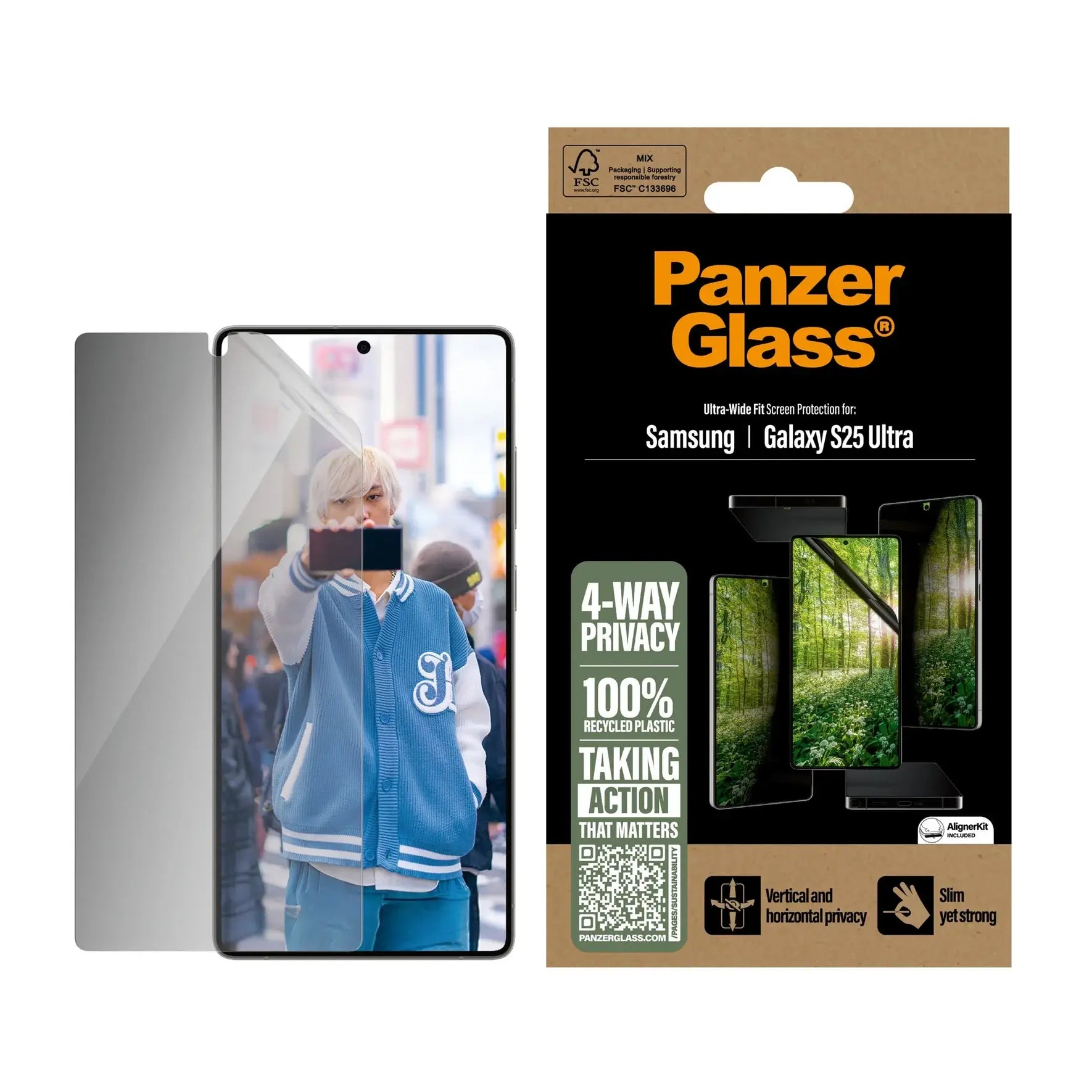 PanzerGlass Samsung Galaxy S25 Ultra Eco Matrix Ultra-Wide Fit Privacy Προστατευτική Mεμβράνη Οθόνης - Διάφανη / Black