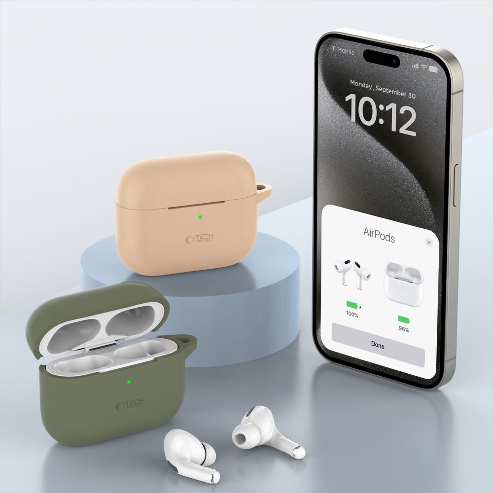Tech-Protect AirPods Pro 1 / 2 Θήκη Σιλικόνης - Silicone Hook - Caffe Latte