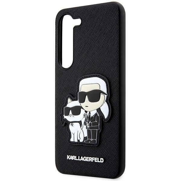 Karl Lagerfeld Samsung Galaxy S23+ - Saffiano Karl and Choupette Body Σκληρή Θήκη με Επένδυση Συνθετικού Δέρματος και Πλαίσιο Σιλικόνης - Black - KLHCS23MSANKCPK