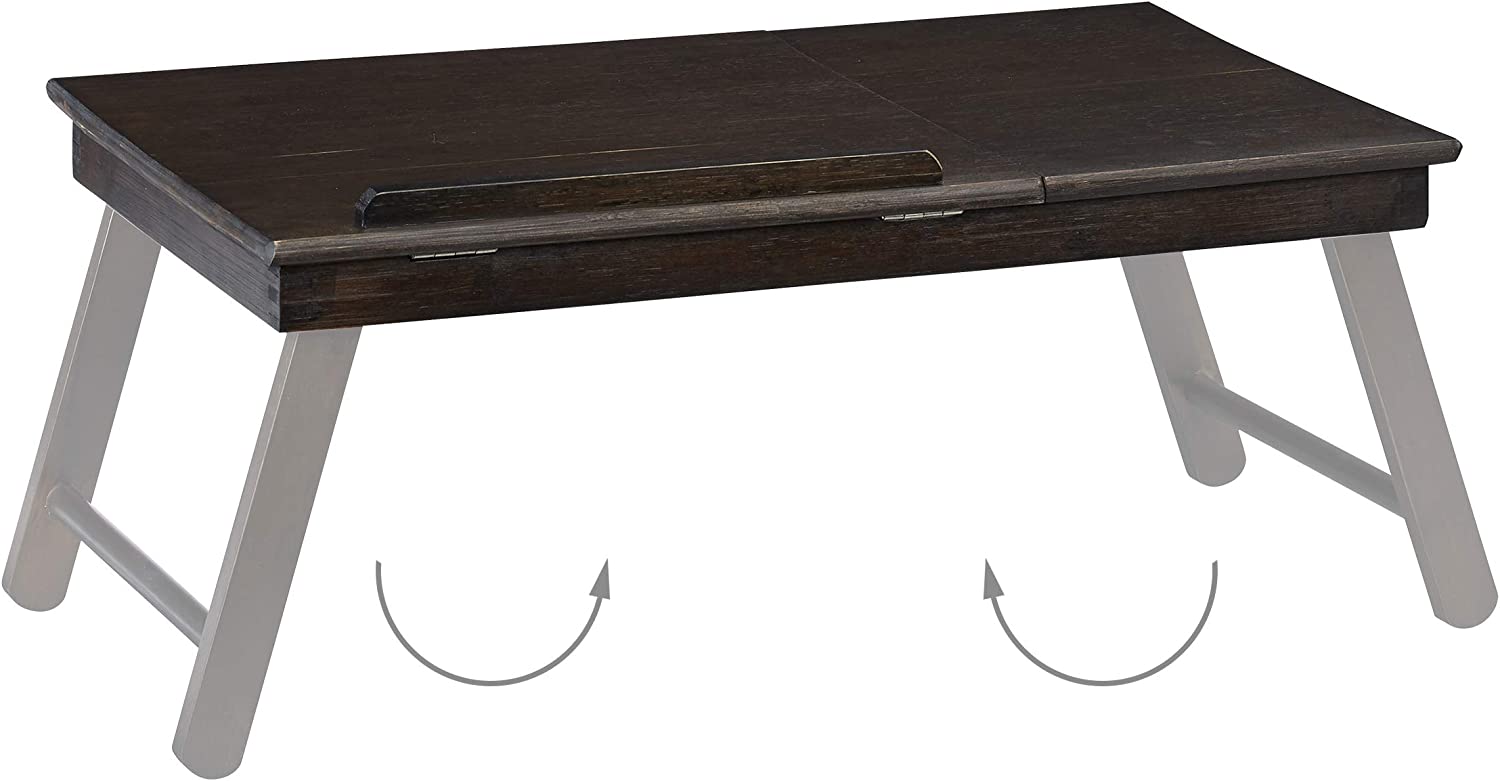 Relaxdays Bamboo Τραπεζάκι Κρεβατιού με Ρυθμιζόμενο Ύψος για Φορητό Υπολογιστή με Βάση για Ποτήρι - Dark Brown - 4052025232436