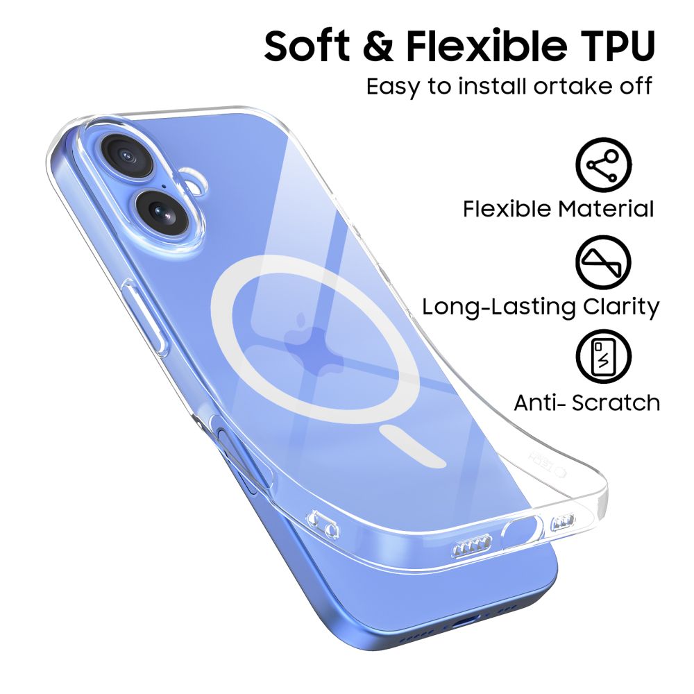 Tech-Protect iPhone 16 Flexair Θήκη Σιλικόνης TPU με MagSafe - Διάφανη
