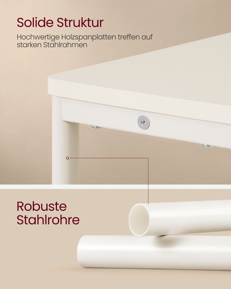 Vasagle Στενό Βοηθητικό Τραπεζάκι με Ενσωματωμένο Πολύπριζο με 1 Θύρα AC και 2 Θύρες USB - Cream White - LET335W02