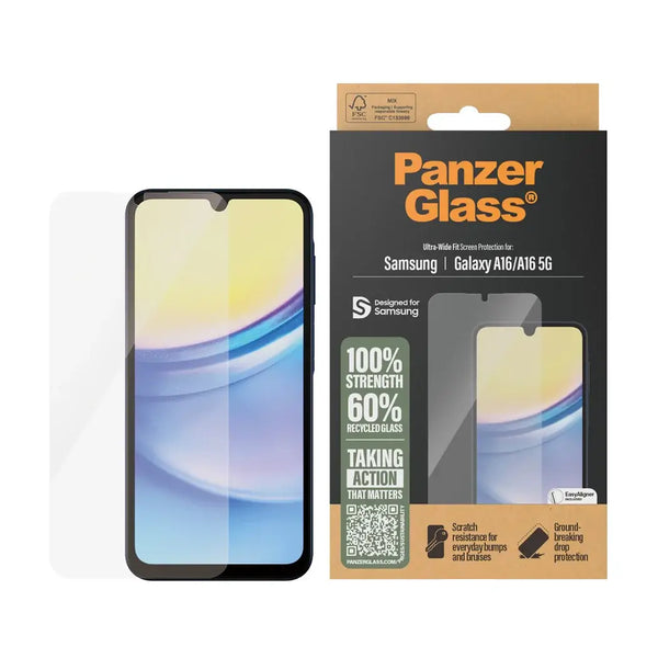 PanzerGlass Samsung Galaxy A16 4G / A16 5G - Ultra-Wide Fit Case Friendly Full Screen Αντιχαρακτικό Γυαλί Οθόνης - Διάφανο