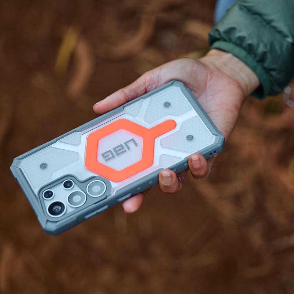 UAG Samsung Galaxy S25 Ultra Pathfinder Clear MagSafe Σκληρή Θήκη με MagSafe και Λουράκι - Active Lava Lanyard