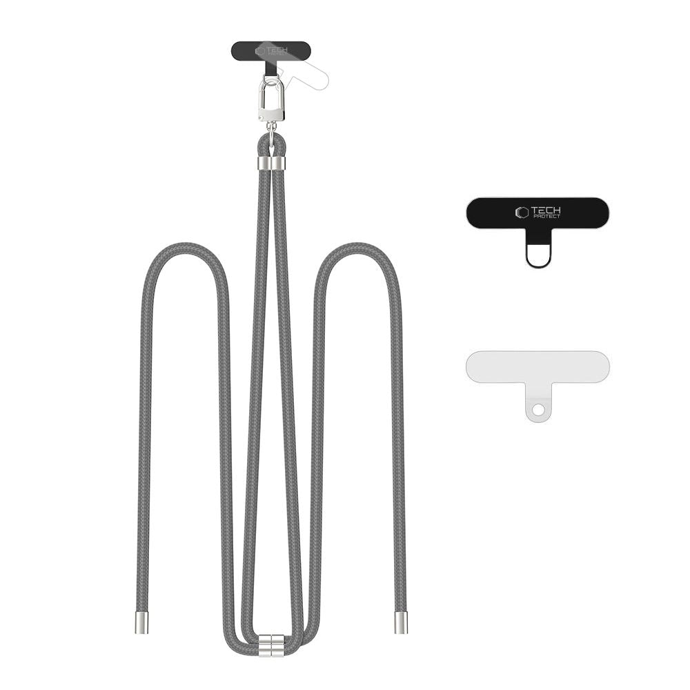 Tech-Protect C7S Rope CrossBody Strap - Universal Λουράκι για Θήκη Κινητού - Crayon Grey / Silver