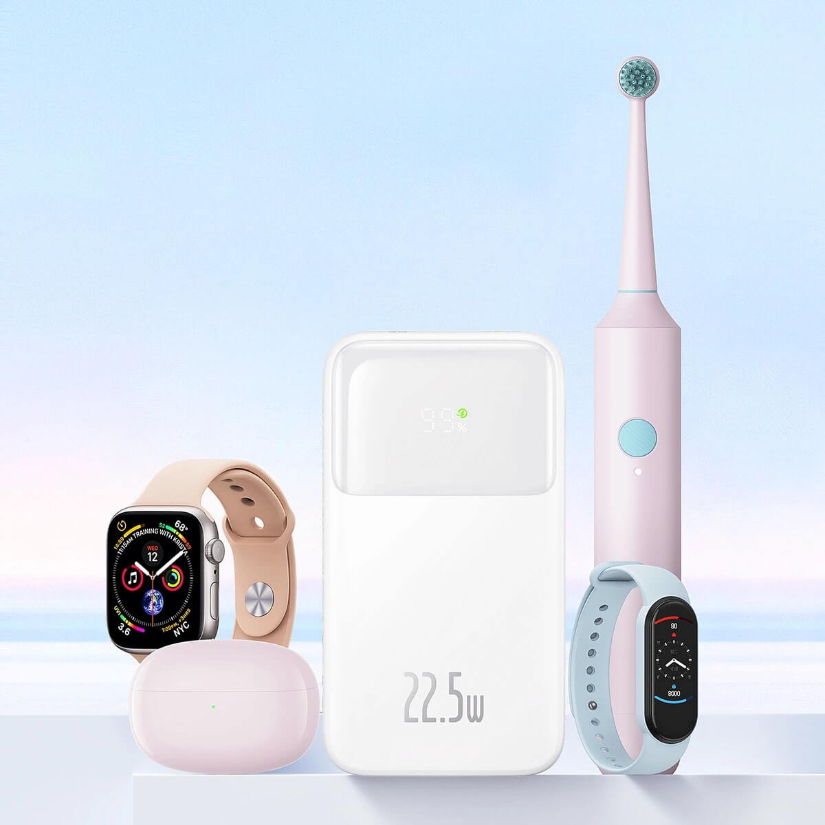 Baseus Comet Series Power Bank 10000mAh 22.5W με Ενσωματωμένα Καλώδια Type-C και Lightning - White - PPMD020002