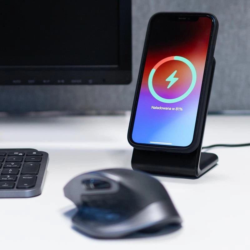 Crong MagSpot Stand 2 σε 1 Ασύρματος MagSafe Φορτιστής για iPhone και AirPods - Black