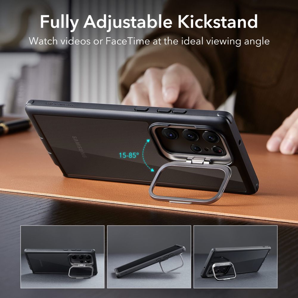ESR Samsung Galaxy S23 Ultra Shock Armor Kickstand Σκληρή Θήκη με Stand - Διάφανη / Black