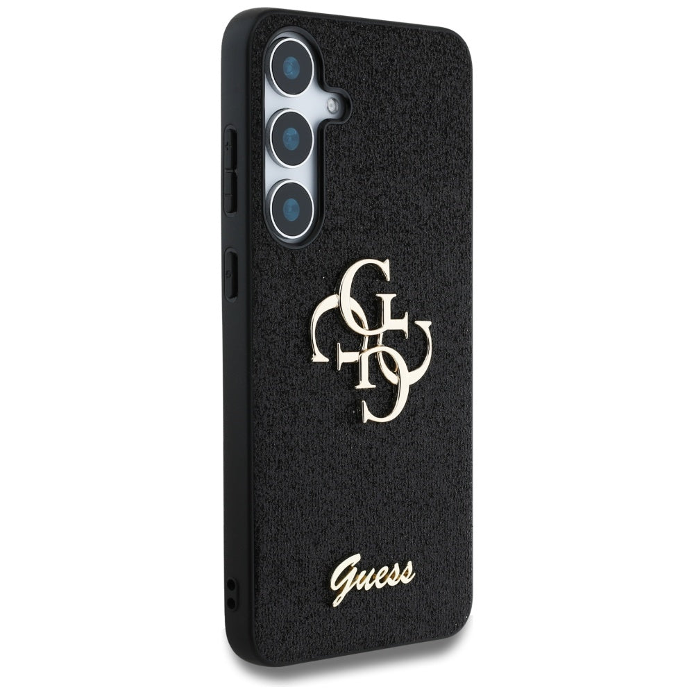 Guess Samsung Galaxy S25 - Fixed Glitter Big 4G - Σκληρή Θήκη με Πλαίσιο Σιλικόνης - Black - GUHCS25SHG4SGK