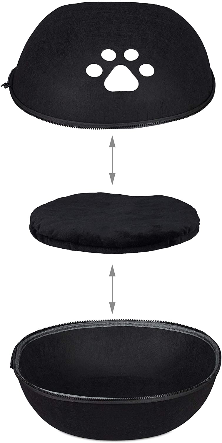 Relaxdays Σπηλιά από Τσόχα για Γάτες - 25 x 38 x 47 cm - Black - 4052025920180