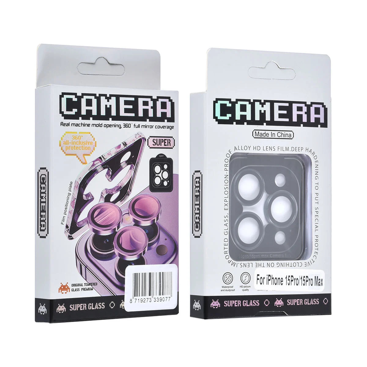 Tuniq iPhone 15 Pro / iPhone 15 Pro Max - Προστασία Κάμερας - Αντιχαρακτικό Γυαλί - Διάφανο / Μαύρο