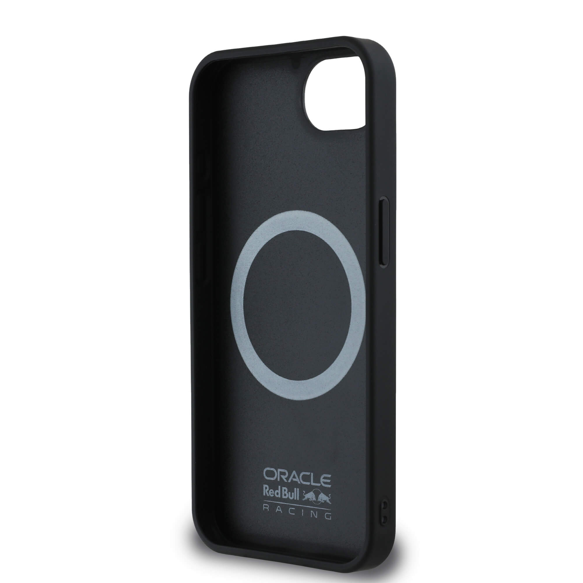 Red Bull iPhone 16e - Meshed Logo and Red Ring - MagSafe Σκληρή Θήκη με Επένδυση Συνθετικού Δέρματος και Πλαίσιο Σιλικόνης - Navy Blue - RBHMPSE424PUMEVR