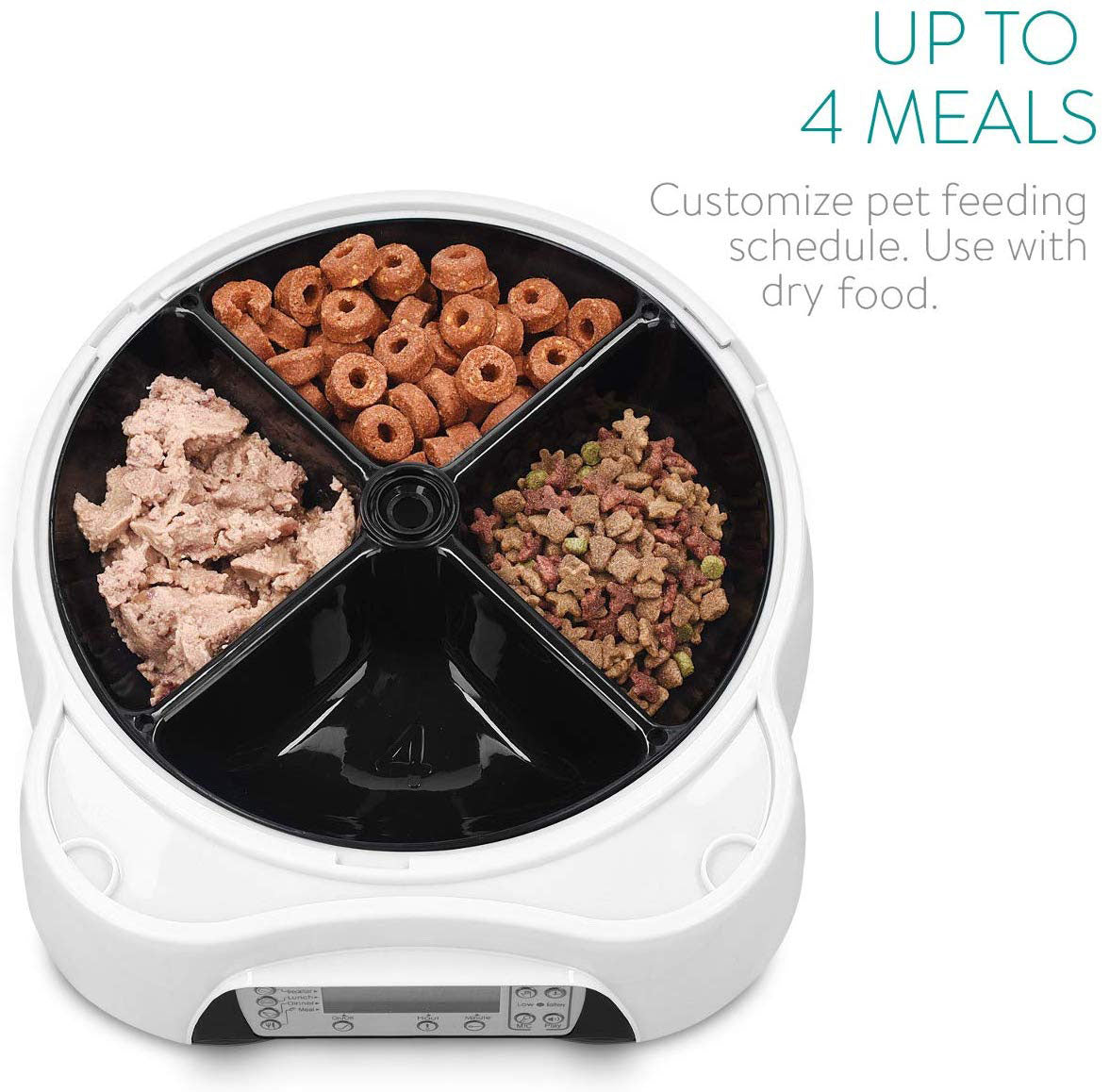 Navaris Automatic Food and Water Dispenser - Αυτόματη Ταΐστρα Φαγητού και Νερού με Χρονοδιακόπτη για Κατοικίδιο - 1.6L - White / Black - 44769.04