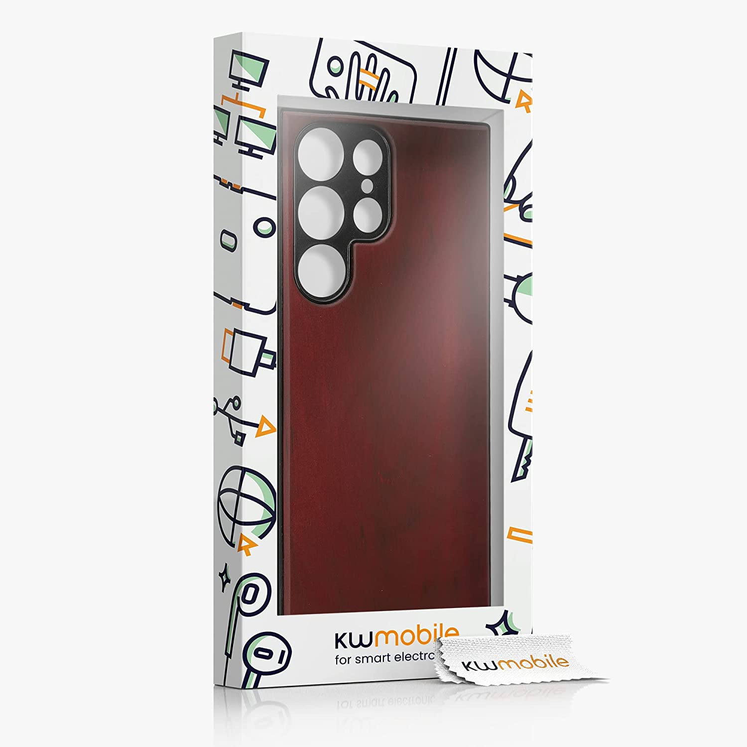 KW Samsung Galaxy S23 Ultra Θήκη από Φυσικό Ξύλο - Dark Red - 60296.20