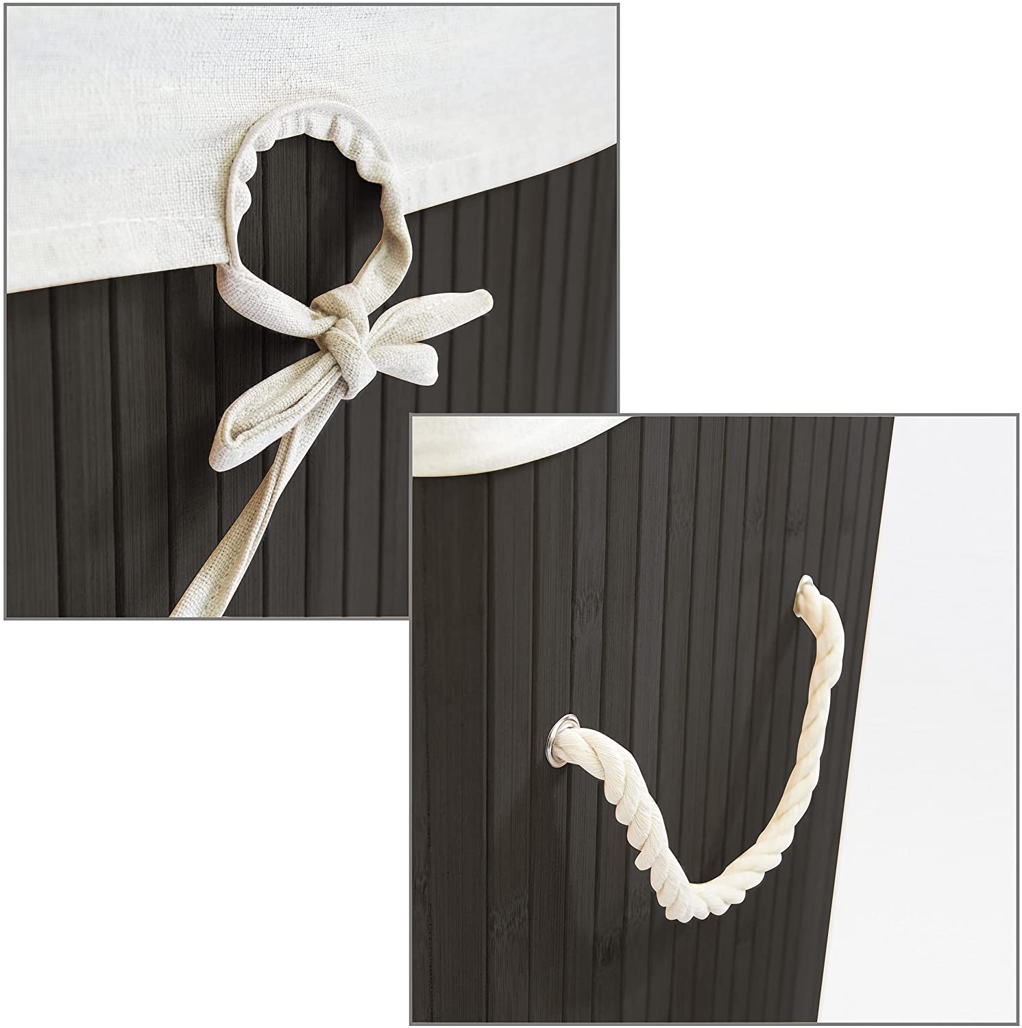 Relaxdays XL Καλάθι Απλύτων από Μπαμπού με Καπάκι - Black - 4052025046804