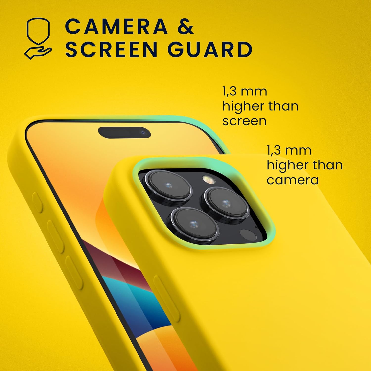 KW iPhone 15 Pro Θήκη Σιλικόνης Rubberized TPU - Bright Yellow