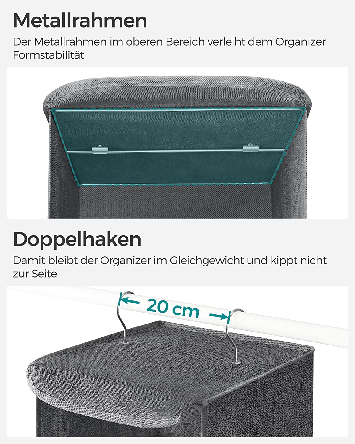 Songmics Κρεμαστή Πτυσσόμενη Ραφιέρα Ρούχων - Grey - RYCH06G