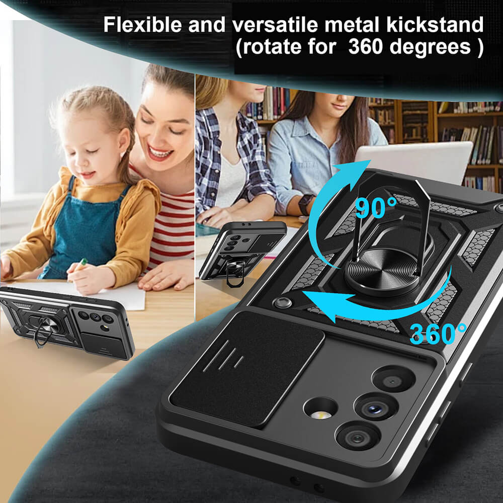 Techsuit Samsung Galaxy A56 5G - CamShield - Σκληρή Θήκη με Προστασία Καμερών και Δαχτυλίδι Συγκράτησης - Black