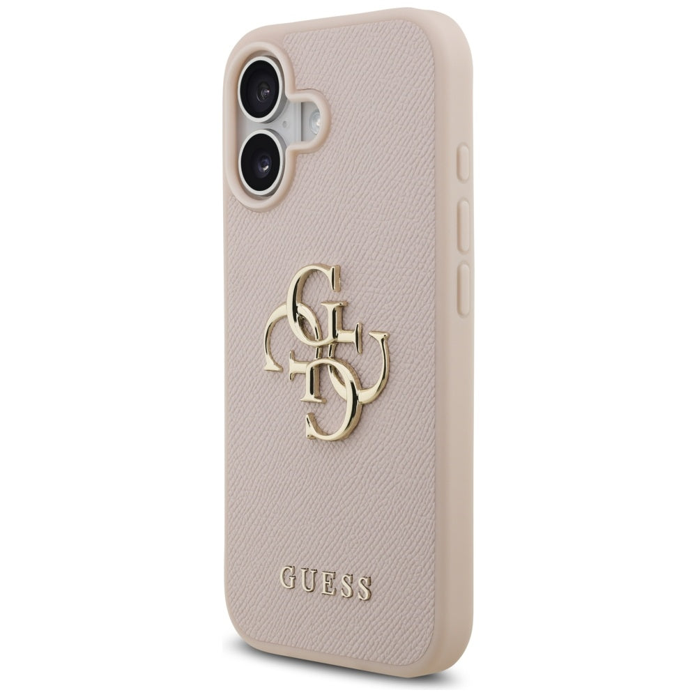 Guess iPhone 17 - Grained Big 4G and Classic Logo - Σκληρή Θήκη με Επένδυση από Οικολογικό Δέρμα - Pink - GUHCP17SPGT4MBP
