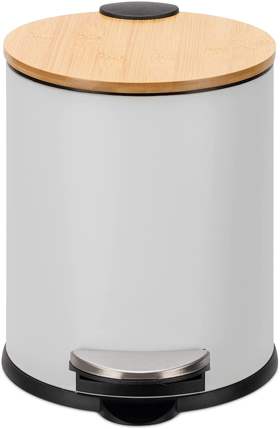 Navaris Κάδος Απορριμμάτων για το Μπάνιο με Καπάκι από Μπαμπού - 5L - White - 55244.02