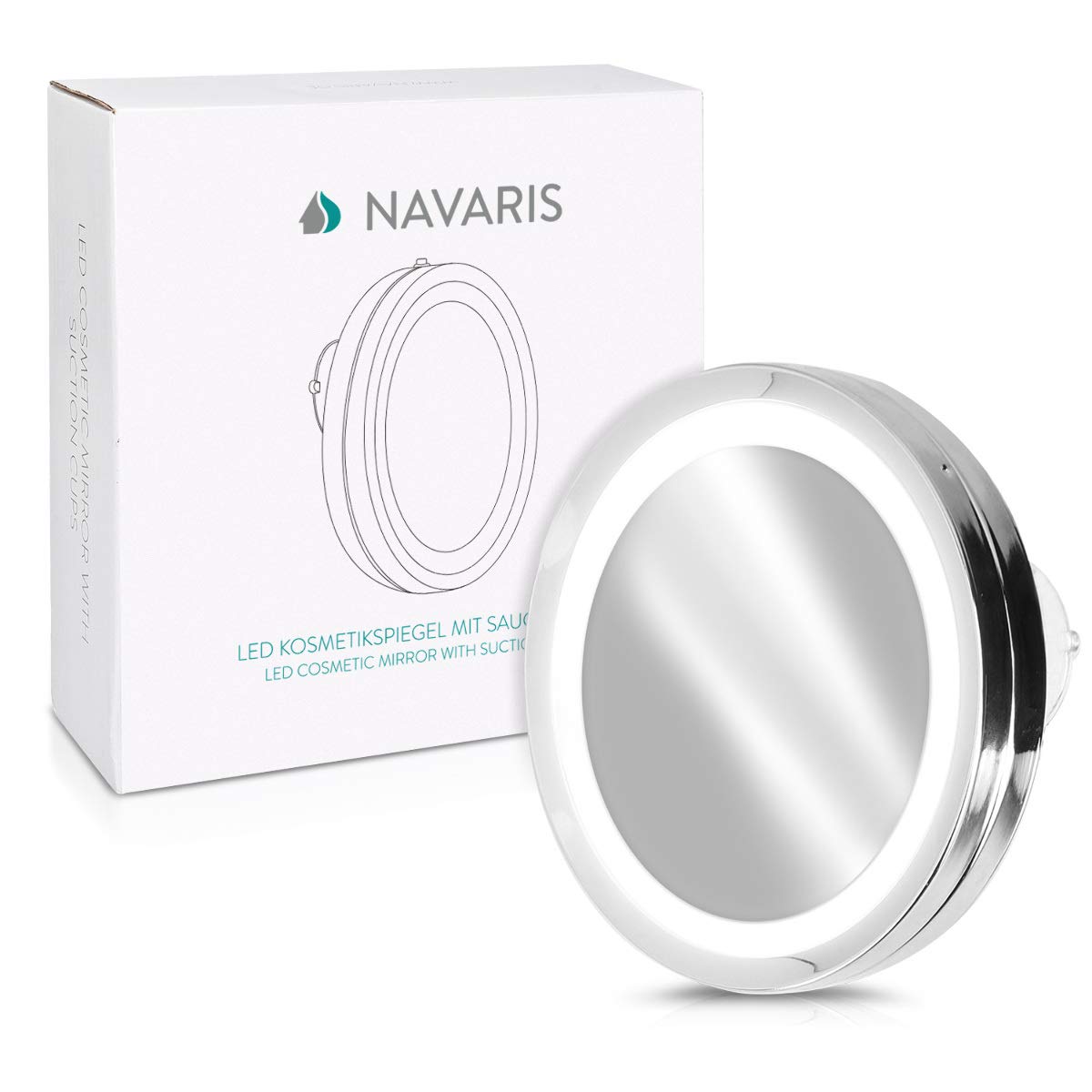 Navaris Μεγεθυντικός Καθρέφτης LED για Μακιγιάζ - 5x Μεγέθυνση - Silver - 44599.35