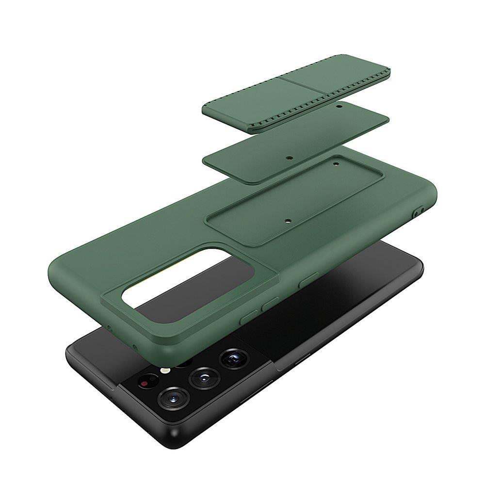 Wozinsky Samsung Galaxy S21 Ultra Kickstand Case - Θήκη Σιλικόνης με Finger Holder και Stand - Navy Blue