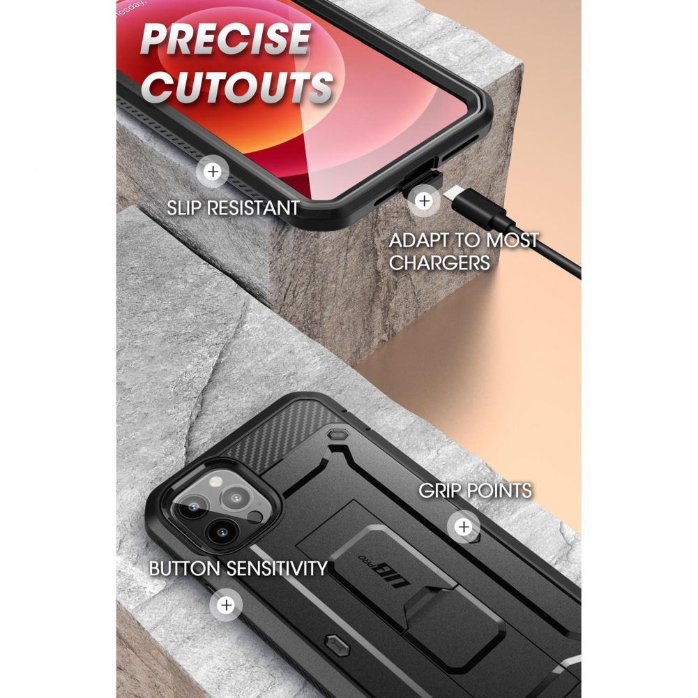 Supcase iPhone 13 Pro Max Unicorn Beetle Pro Σκληρή Θήκη με Προστασία Οθόνης και Stand - Black