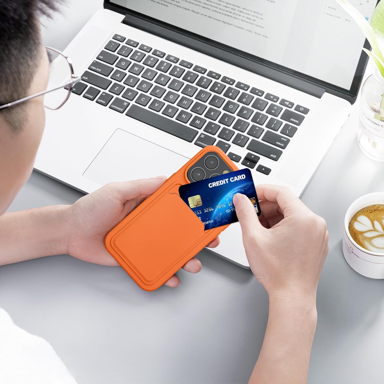 KW iPhone 15 Pro Θήκη Σιλικόνης TPU με Υποδοχή για Κάρτα - Orange