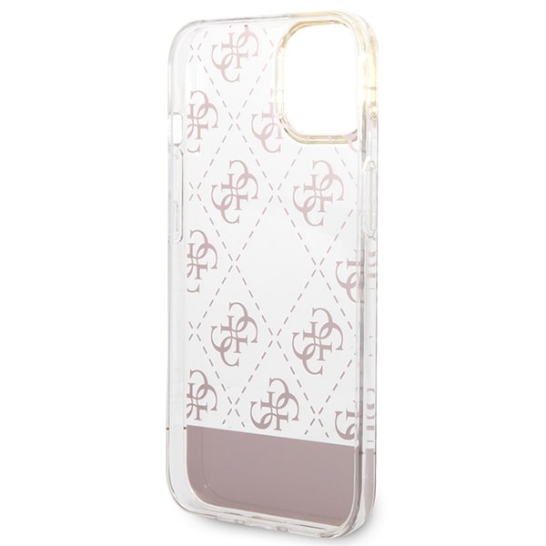 Guess iPhone 14 Plus 4G Pattern Script Σκληρή Θήκη με Πλαίσιο Σιλικόνης - Pink - GUHCP14MHG4MHP
