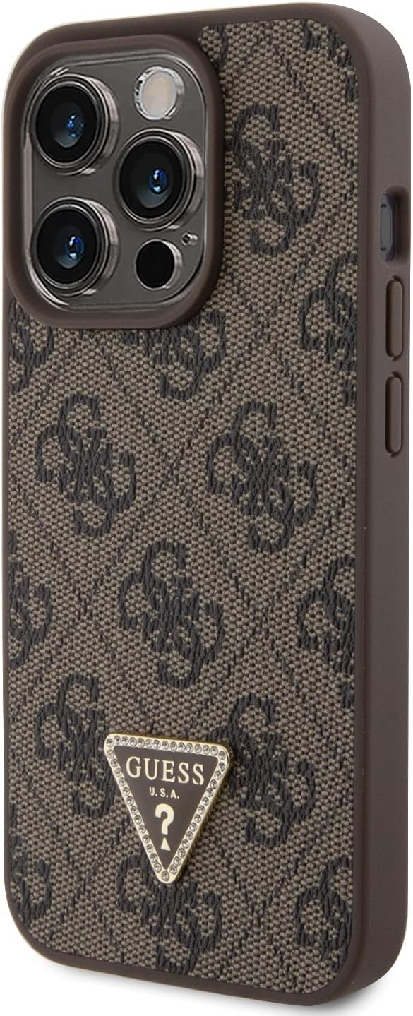 Guess iPhone 15 Pro - Crossbody 4G Metal Logo Θήκη με Επένδυση Συνθετικού Δέρματος και Λουράκι - Brown - GUHCP15LP4TDSCPW