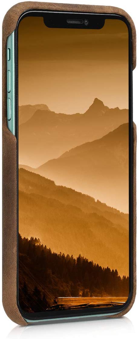 Kalibri iPhone 11 Σκληρή Θήκη με Επένδυση Γνήσιου Δέρματος - Brown - 49737.05