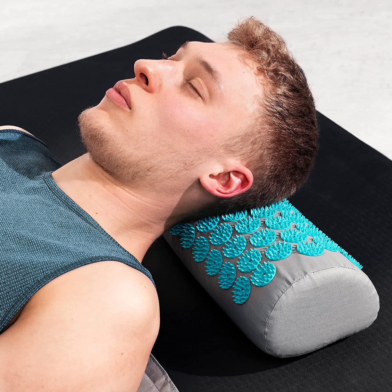 Navaris 2-in-1 Acupressure Mat and Pillow Set Σετ 2 σε 1 Χαλάκι και Μαξιλάρι Μασάζ - Grey / Light Blue - 52759.22.23