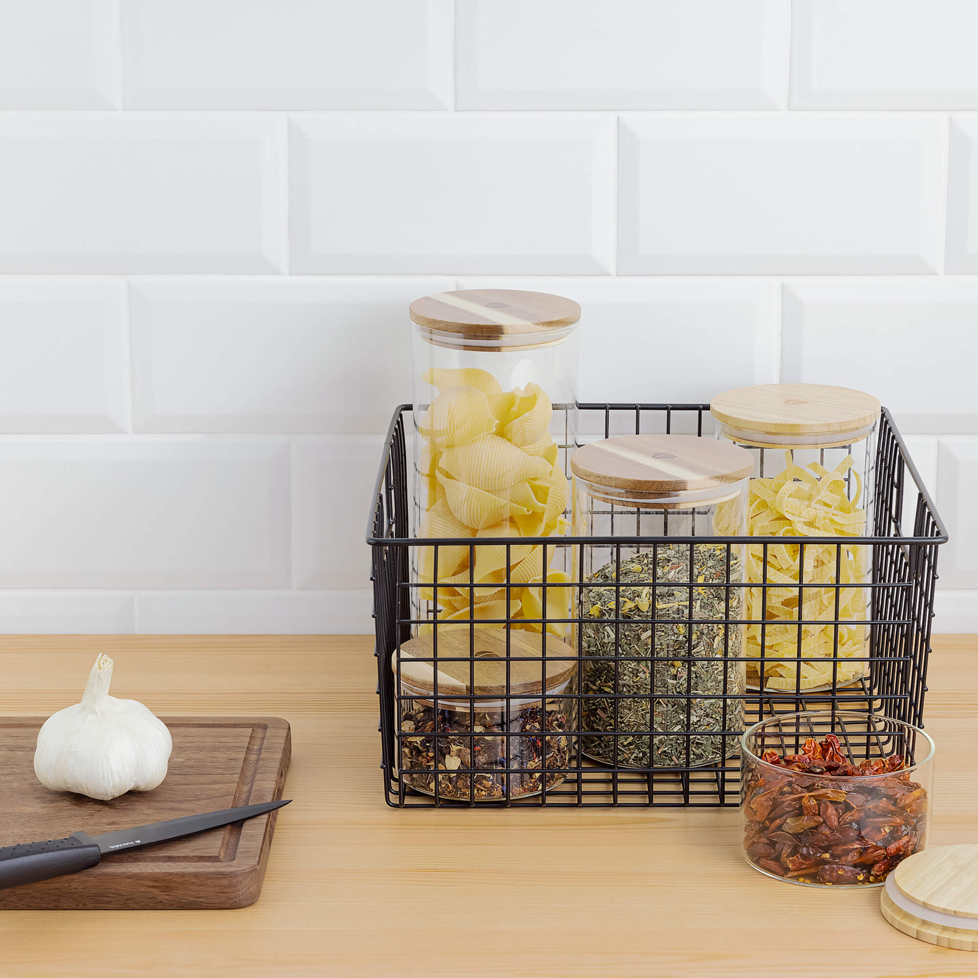 Navaris Σετ με 2 Μεταλλικά Καλάθια Αποθήκευσης - 30,5 x 30,5 x 15,2 cm - Black - 54570.01