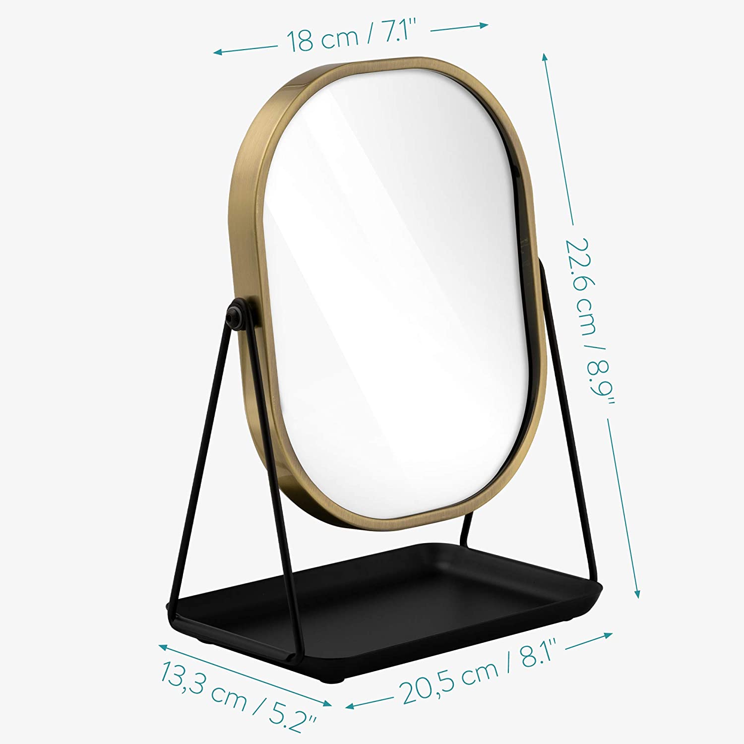 Navaris Καθρέπτης Μακιγιάζ με Βάση Αποθήκευσης Κοσμημάτων - Gold - 53332.21