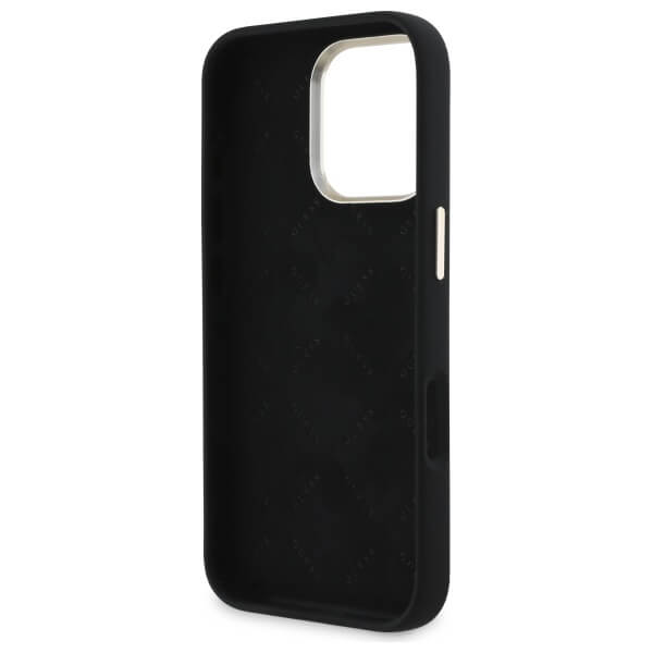 Guess iPhone 16 Pro Max - Silicone Script Metal Logo and Frame - Σκληρή Θήκη με Πλαίσιο Σιλικόνης - Black - GUHCP16XSMBSLK