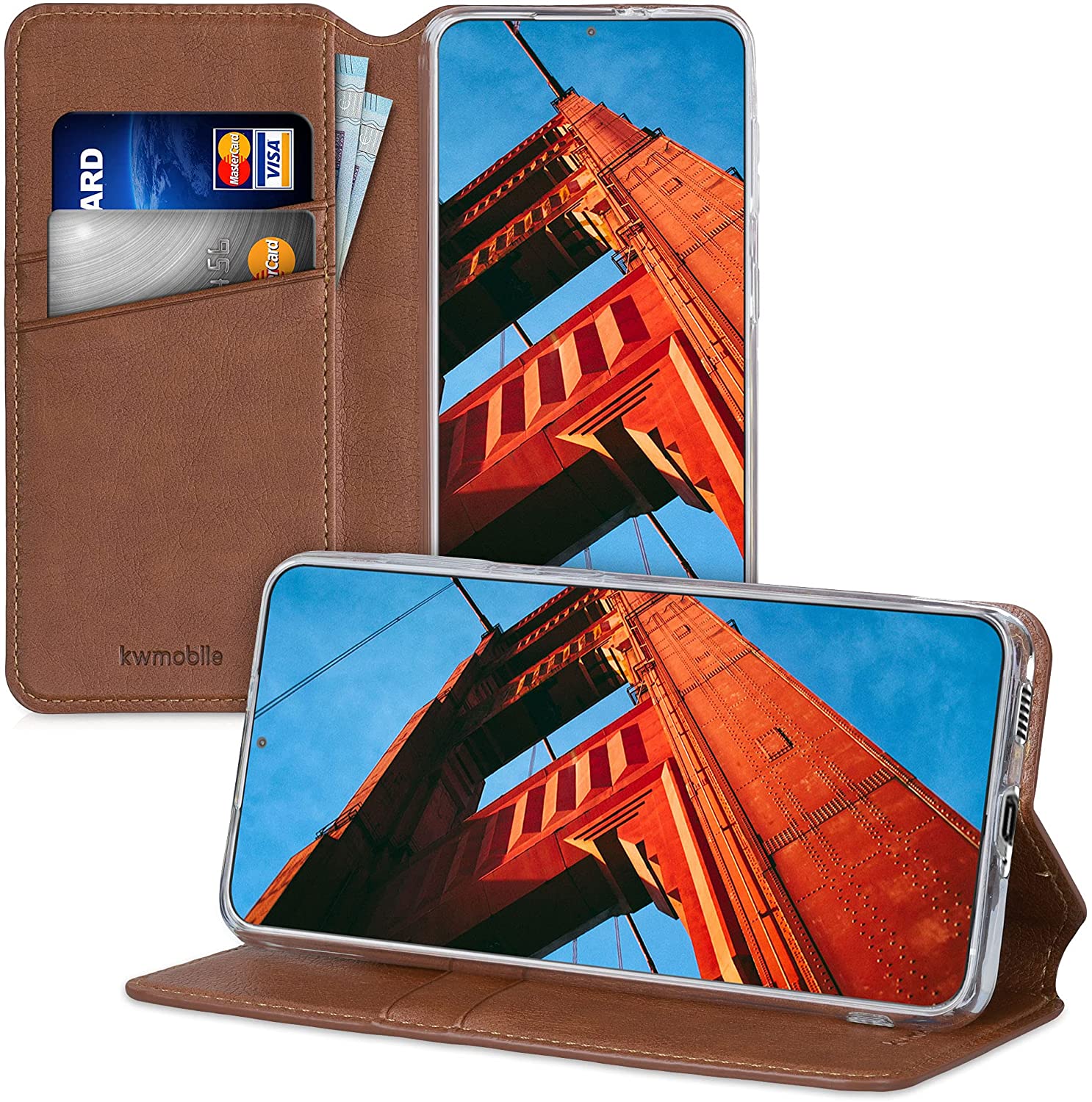 KW Samsung Galaxy S21 Θήκη Δερματίνη Flip - Design Cubes - Light Brown - 54390.01