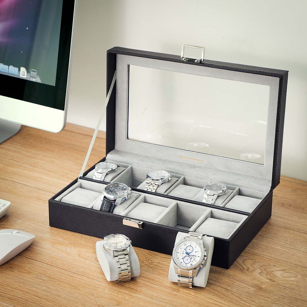 Songmics Θήκη Αποθήκευσης για 11 Ρολόγια - Black - JWB14BK
