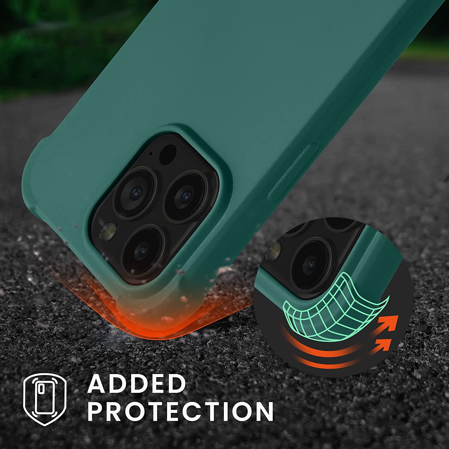 KW iPhone 13 Pro Θήκη Σιλικόνης TPU με Λουράκι - Petrol Blue - 55964.78