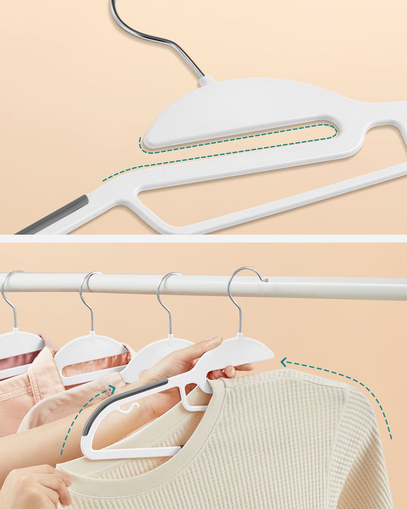 Songmics Σετ με 50 Πλαστικές Κρεμάστρες Ρούχων - White / Dark Grey - CRP041W04