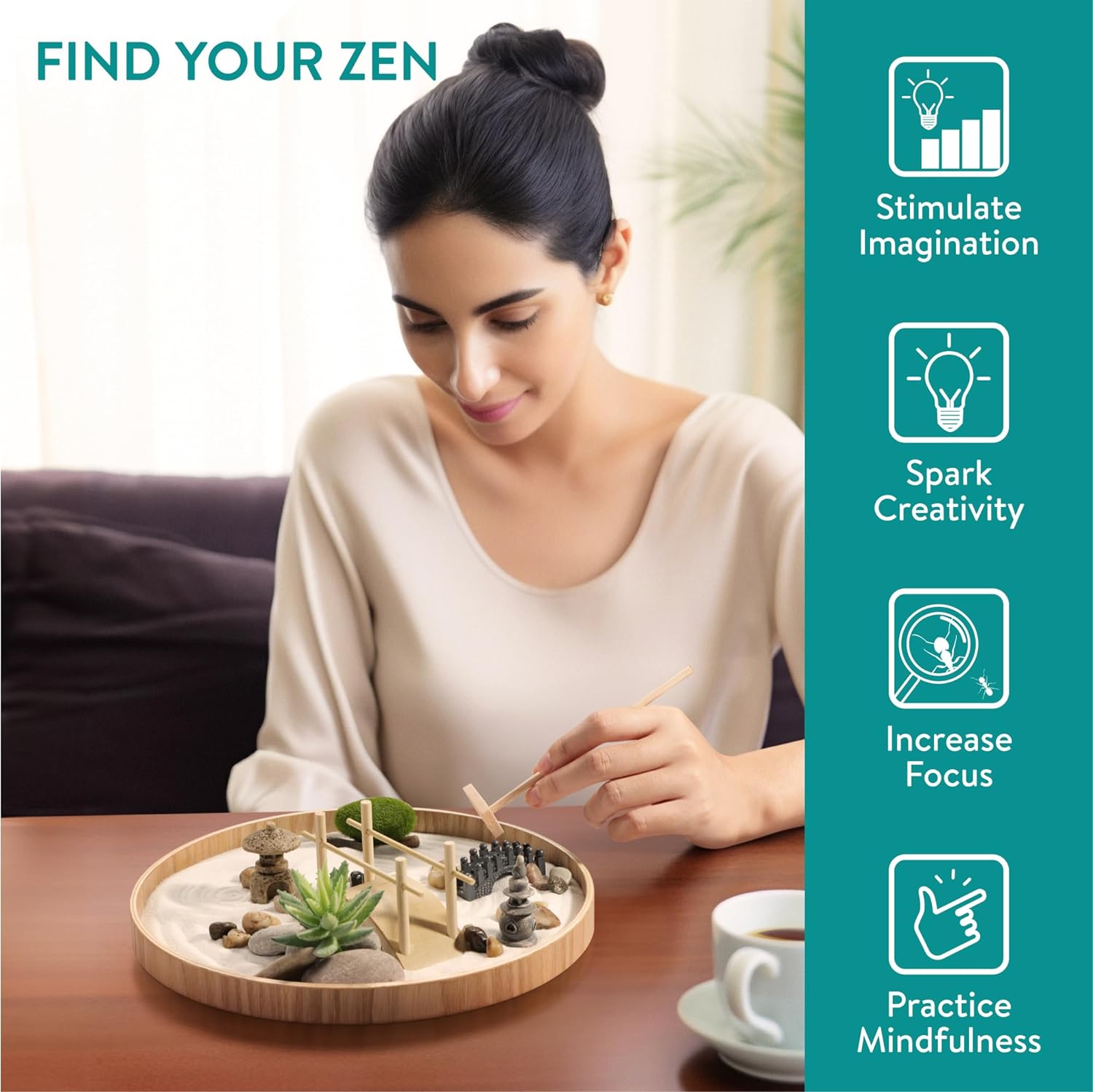 Navaris Διακοσμητικό Κιτ Μίνι Κήπου για Χαλάρωση και Διαλογισμό - White Sand - 61129.01