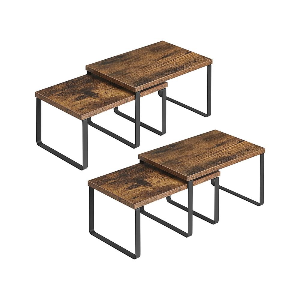 Songmics Σετ με 4 Ράφια για τον Πάγκο - Ink Black / Vintage Brown - KCS021X01