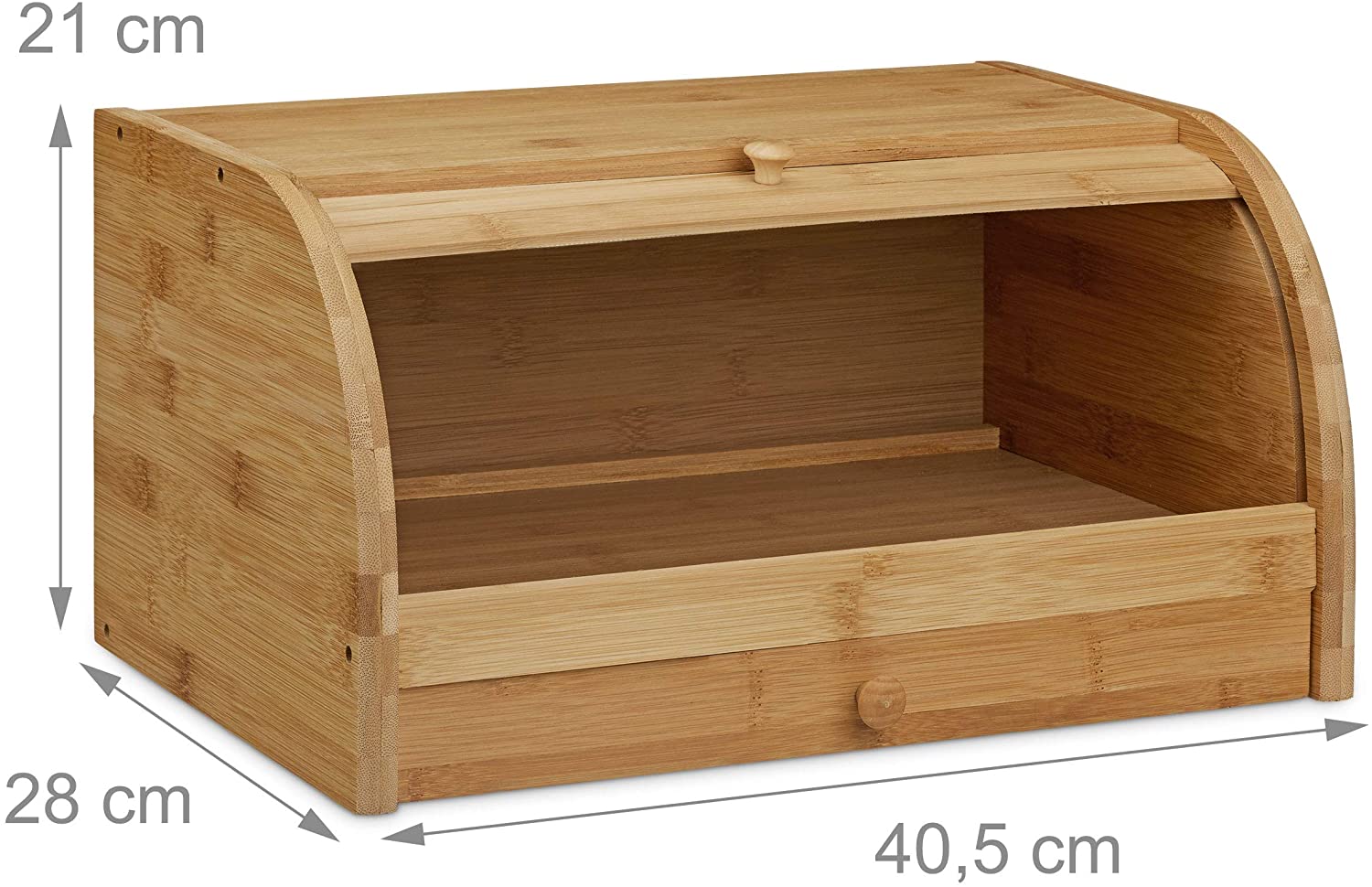 Relaxdays Δοχείο Αποθήκευσης Ψωμιού με Συρόμενο Μπροστινό Καπάκι και Συρτάρι - Natural - 4052025202309