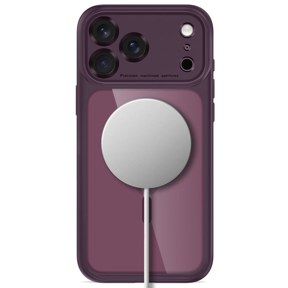Tech-Protect iPhone 18 Pro / iPhone 17 Pro - Σκληρή Θήκη με Πλαίσιο Σιλικόνης και MagSafe - MagPeak MagSafe CC - Dark Cherry / Clear
