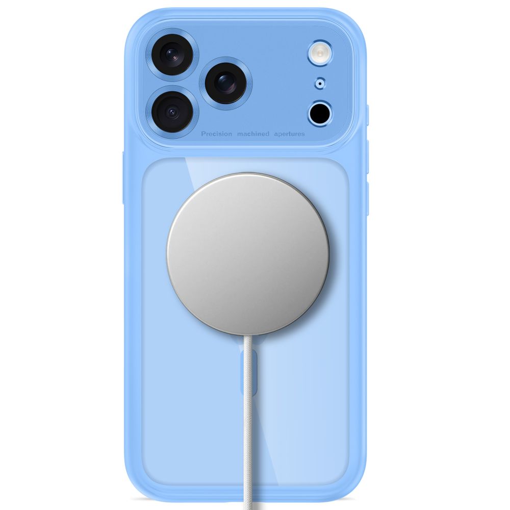 Tech-Protect iPhone 18 Pro / iPhone 17 Pro - Σκληρή Θήκη με Πλαίσιο Σιλικόνης και MagSafe - MagPeak MagSafe CC - Light Blue / Clear