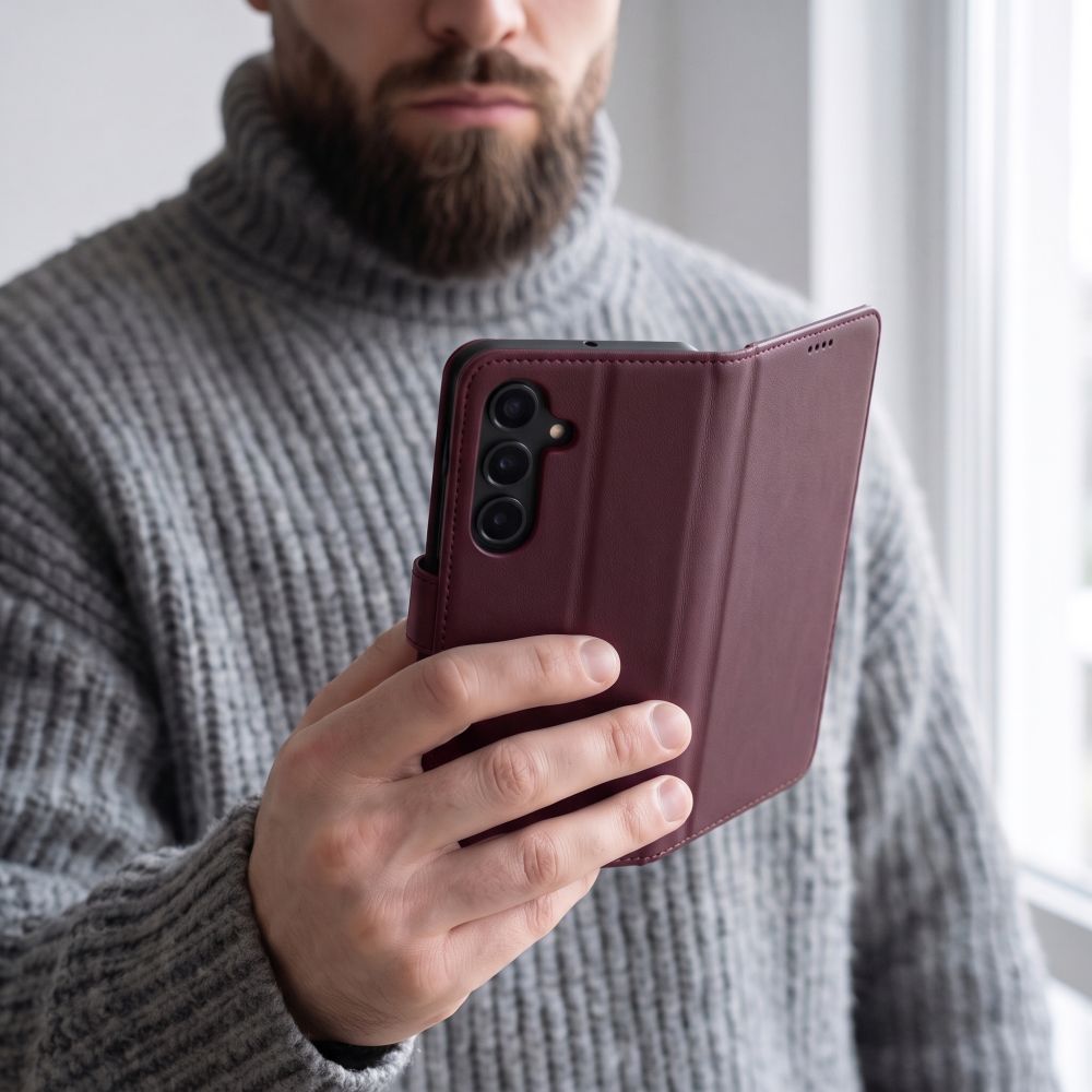 Tech-Protect Samsung Galaxy S26 FE - Θήκη Πορτοφόλι Stand από Δερματίνη - Wallet - Mulberry