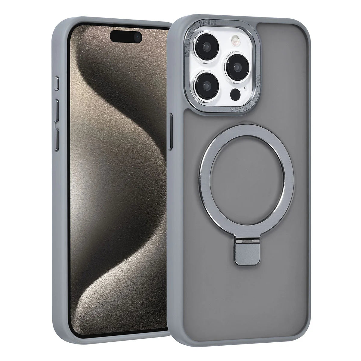 Tuniq iPhone 15 Pro Max - MagSafe Σκληρή Θήκη με Δαχτυλίδι Συγκράτησης - Grey