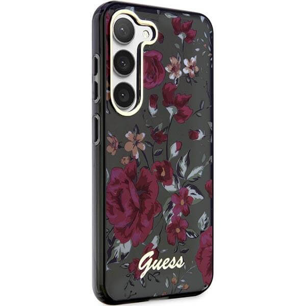 Guess Samsung Galaxy S23 Plus - Flower Collection Σκληρή Θήκη με Πλαίσιο Σιλικόνης - Green / Khaki - GUHCS23MHCFWSA
