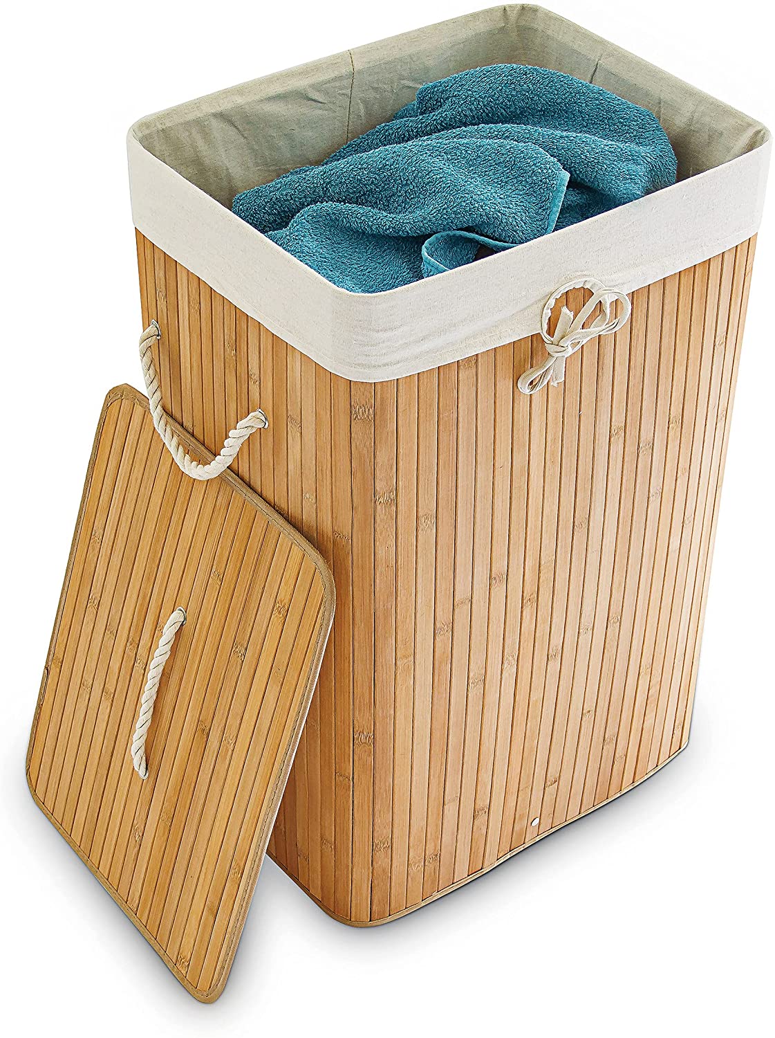 Relaxdays XL Καλάθι Απλύτων από Μπαμπού με Καπάκι - Brown - 4052025046828