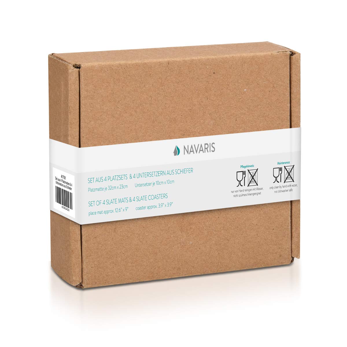 Navaris Slate Placemat and Coaster Σετ με 4 Πιατέλες και 4 Σουβέρ από Σχιστόλιθο - Grey Stone - 41701